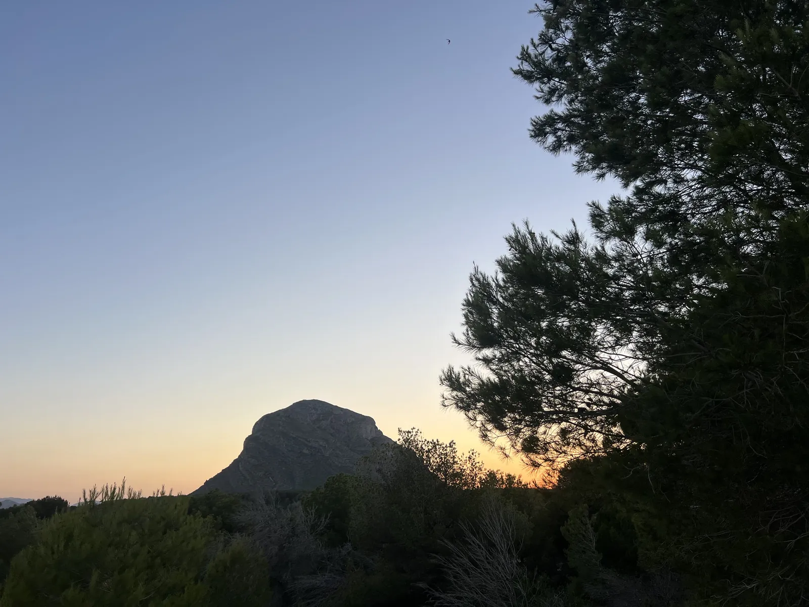 Silueta del Montgó al anochecer